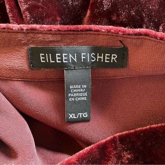 Eileen Fisher Velvet Classic Collar Long Tunic Shirt Deep Claret Red Size XL - Picture 9 of 9